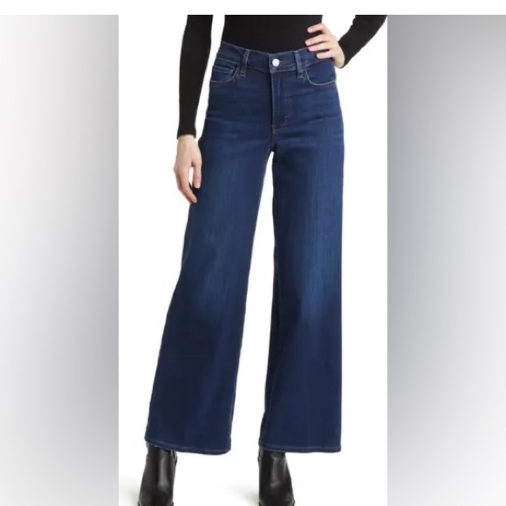 Frame Denim Wide Leg Jeans in Dark Blue